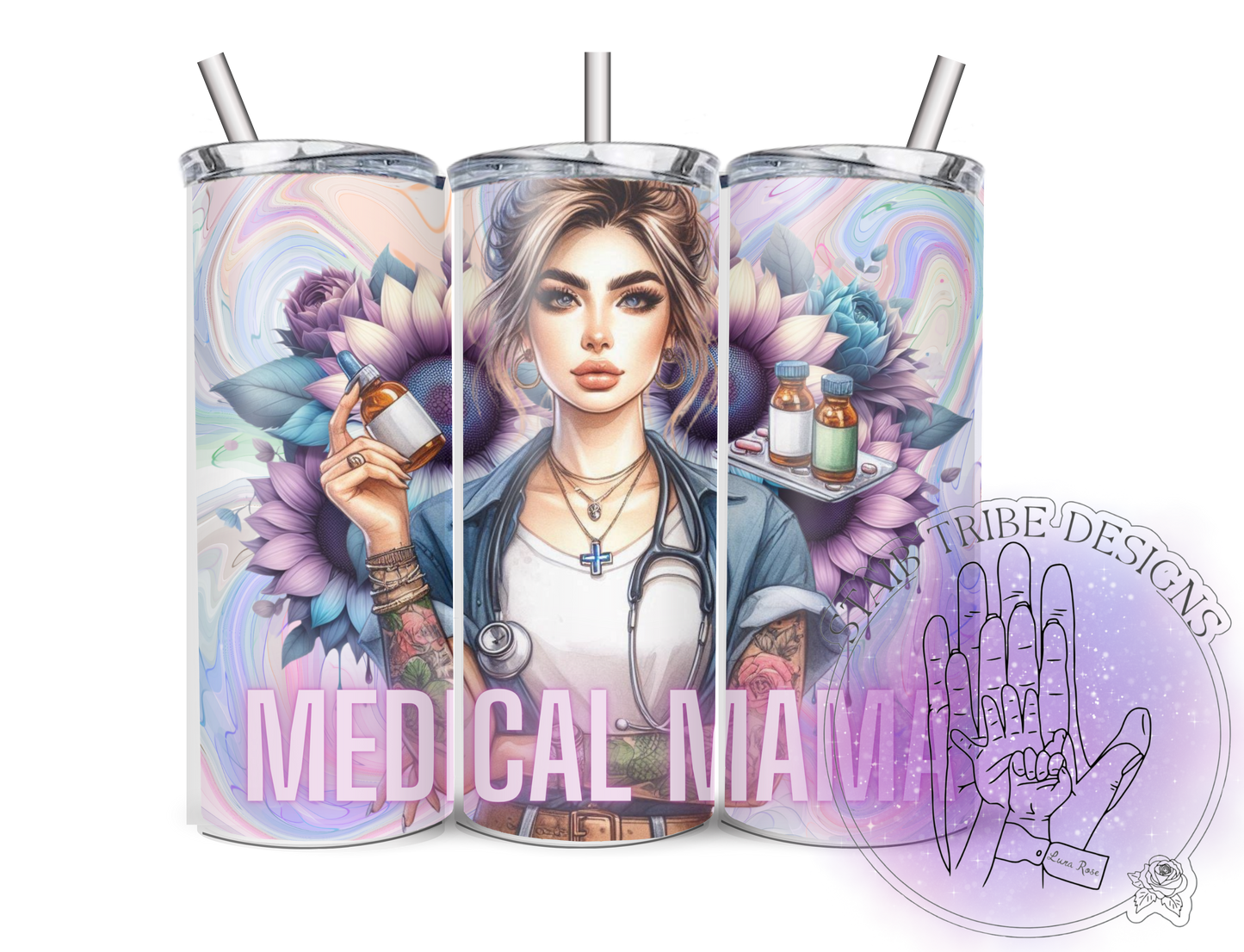 Medical MaMa Pastel Swirl 20oz Tumbler