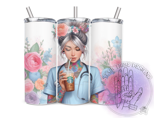 Nurse Drinking Iced Coffee 20oz Tumbler