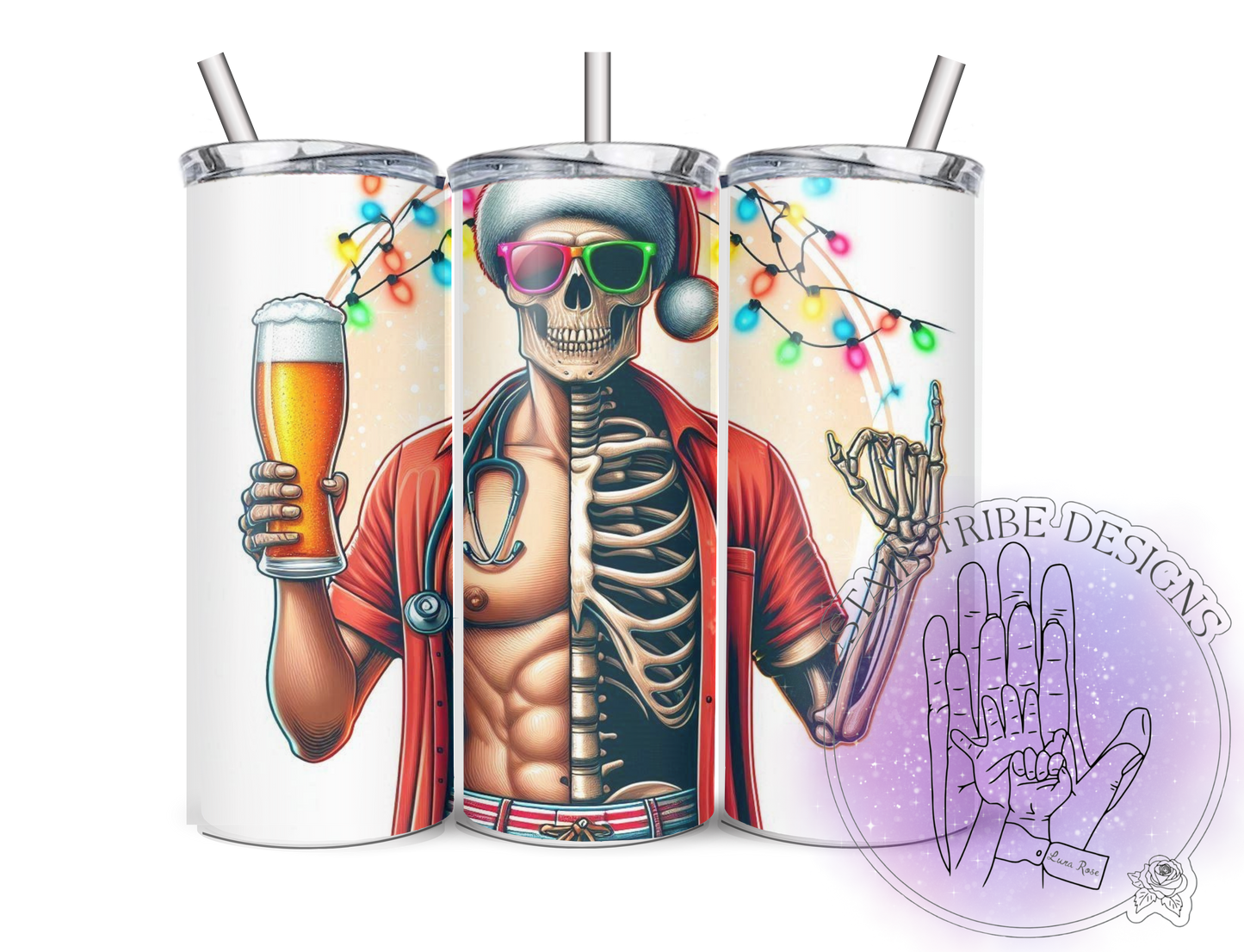 Half Skeleton Festive Medical Man 20oz Tumbler